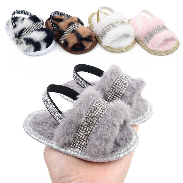 Bling Baby Fur Slides