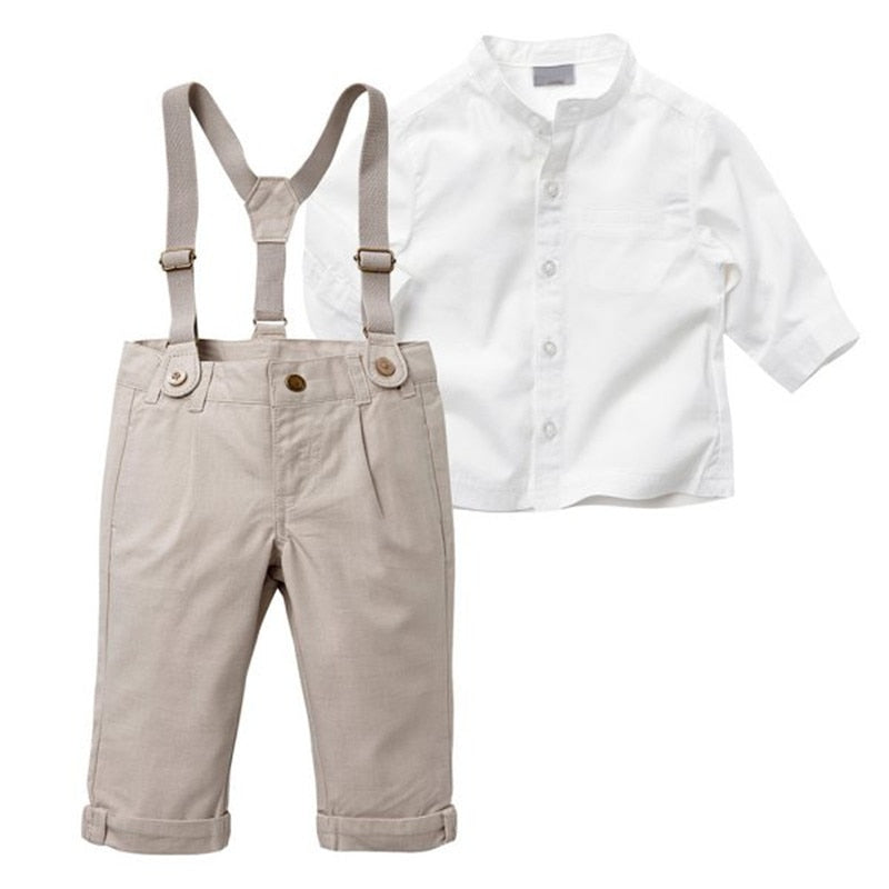 Baby Boy Toddler 2PCS Set T-shirt Top Shirt +Bib Pants Overall Outfit Clothes 2-6 Y - The Childrens Firm