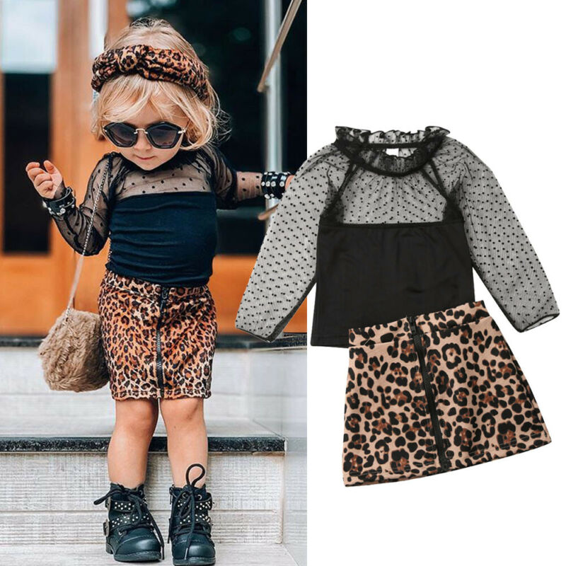 Leopard Mesh Ruffle Outfit Set - The Childrens Firm