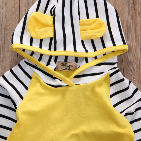 Yellow Striped Hooded Set - The Childrens Firm