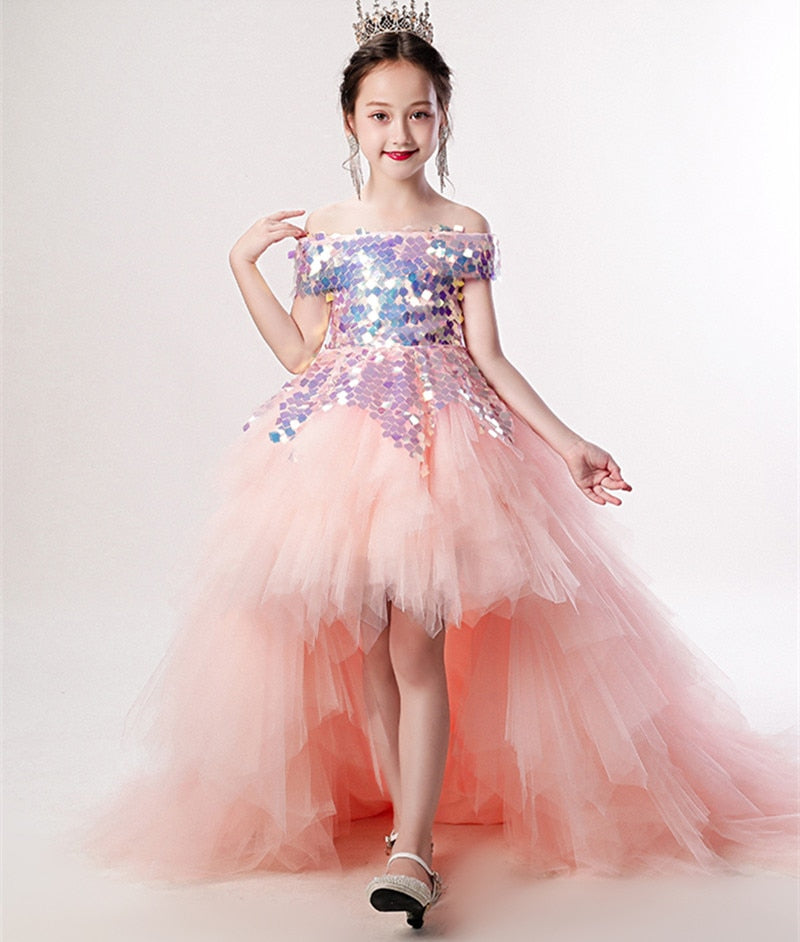 Sequin Layered Tulle Tutu Gown