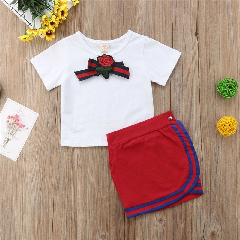 Ruffle Bow Red Skirt Set - The Childrens Firm