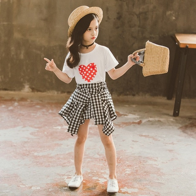 Checkered Hearts Skirt Set