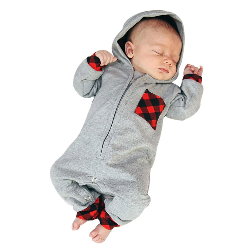 Zach Hooded Baby Romper - The Childrens Firm