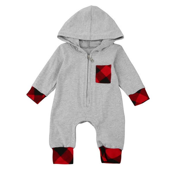 Zach Hooded Baby Romper - The Childrens Firm