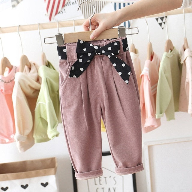 Casual Glam Poka Dot Bow Trousers - The Childrens Firm