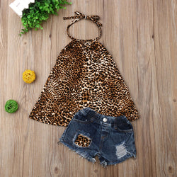 Leopard Jean Shorts Set - The Childrens Firm