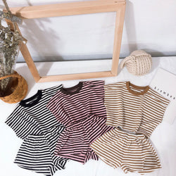 Striped Shortsleeved Shorts Set - The Childrens Firm