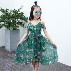 Green Boho Floral Dress - The Childrens Firm
