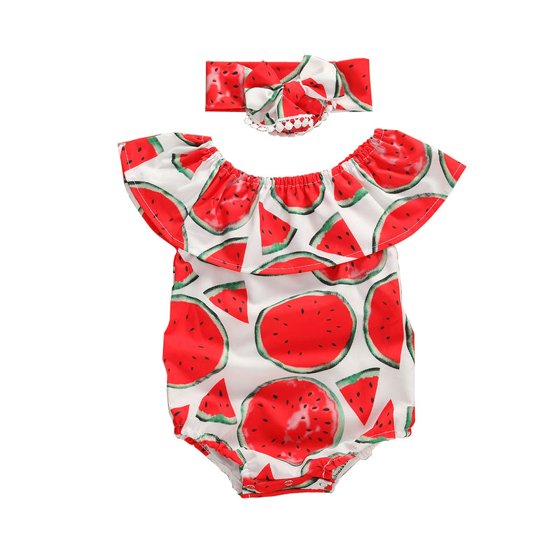 Watermelon Off-Shoulder Romper - The Childrens Firm