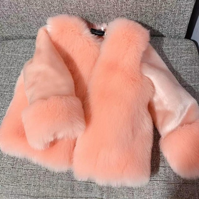 Elegant Winter Faux Fur Baby Girls Jacket
