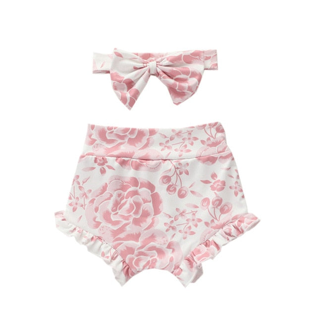 Ruffled Design Shorts + Headband - The Childrens Firm