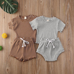 Striped Tie Up Cotton Set