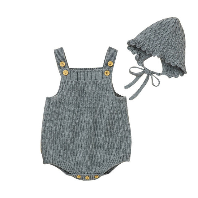 Baby Girls Romper Knitted Crochet With Hat