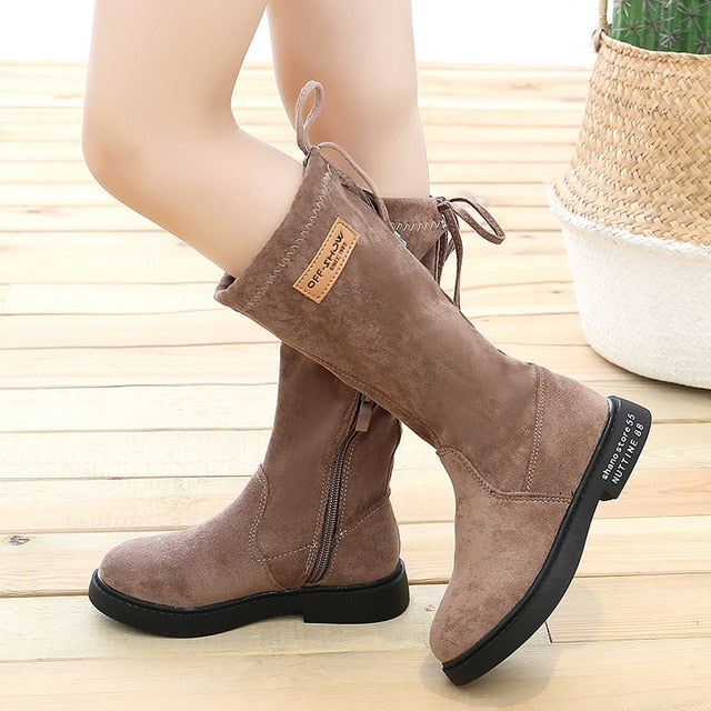 Knee High Back Tie Boots