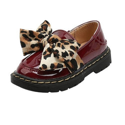 Leopard Bow Girls Loafers