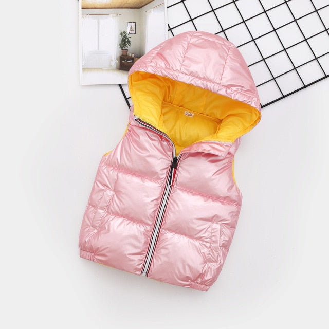 Holographic Puffy Hooded Vest