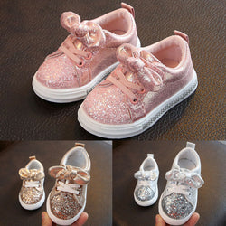 Girls Bow Sequins Casual Sneakers