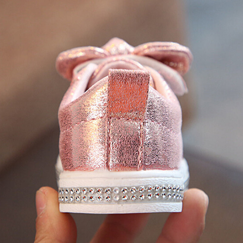 Girls Bow Sequins Casual Sneakers