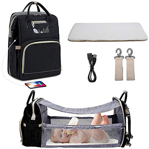 USB Luxury Folding Crib Diaper Bag