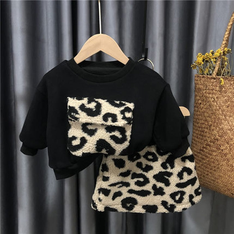 Leopard Fur Patchwork Skirt Set