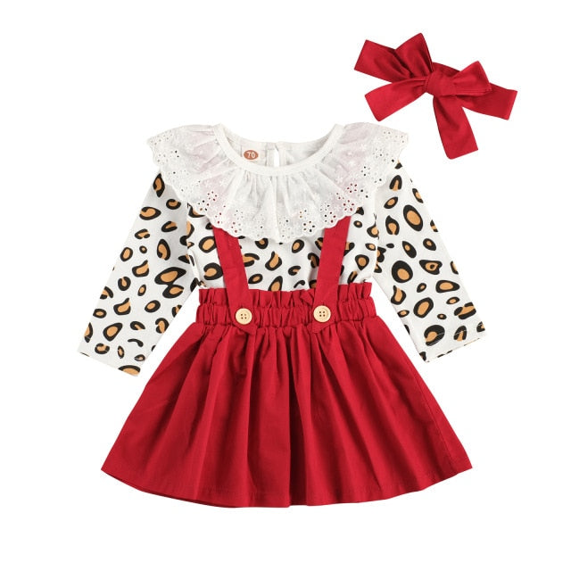 Leopard Printed Lace Suspender Bib Dress