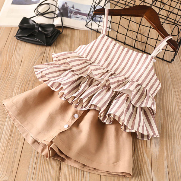 Tan Striped Summer Outfit Set - The Childrens Firm