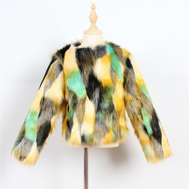 Patchwork Faux Fur Jacket - The Childrens Firm