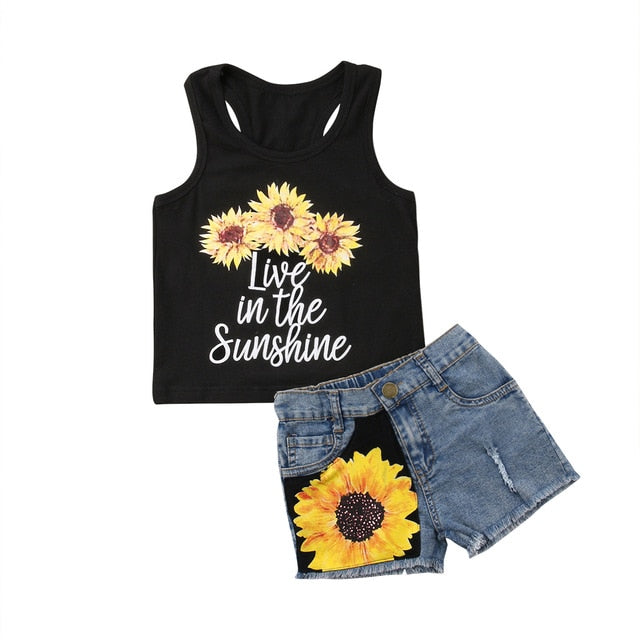 Shes A Sunflower Tank Top & Shorts Set - The Childrens Firm