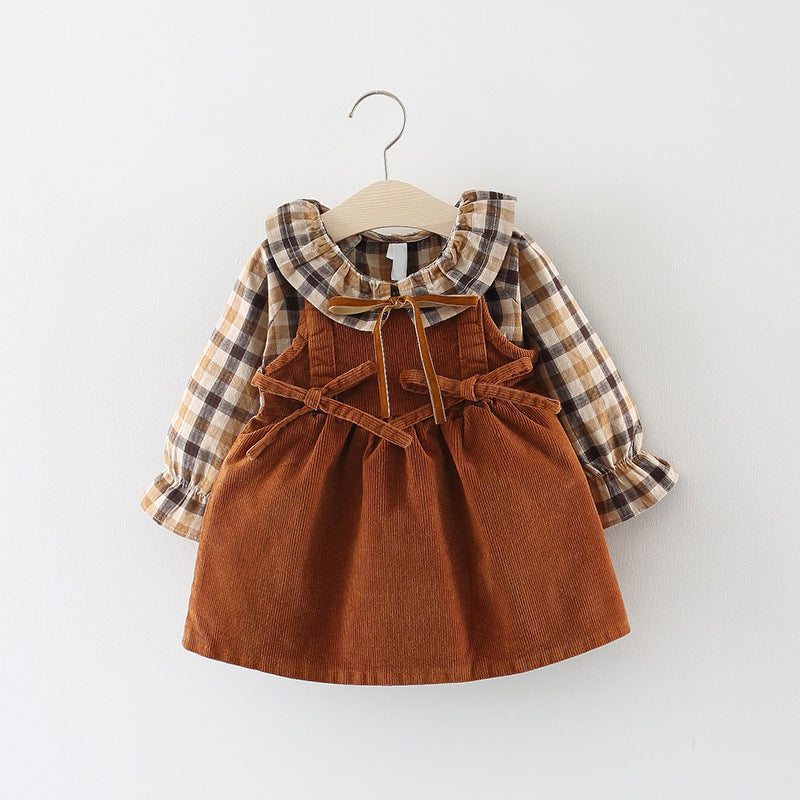 Camel Plaid Pretty Girl Dress - The Childrens Firm