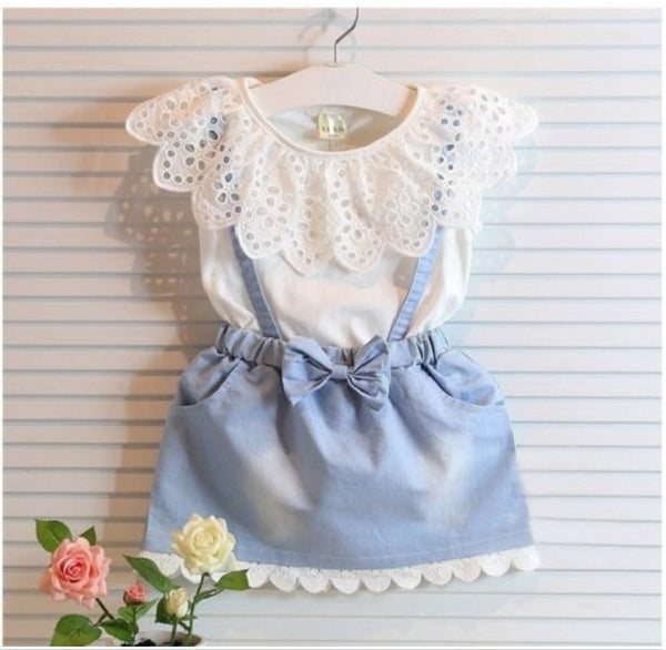 Denim Tulle Bow-knot Dress - The Childrens Firm