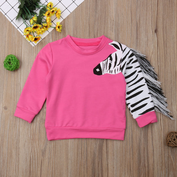 Pink Zebra Tassel Top - The Childrens Firm