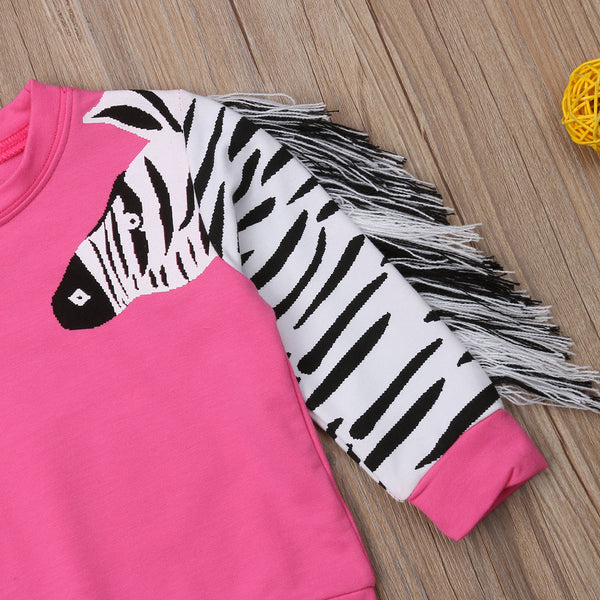 Pink Zebra Tassel Top - The Childrens Firm