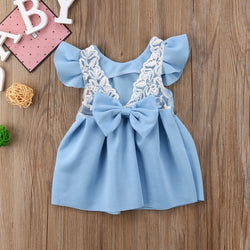 Baby Girl Laced + Centered Bow Dress - The Childrens Firm