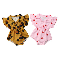 Leopard Heart Ruffles Baby Girls Rompers - The Childrens Firm