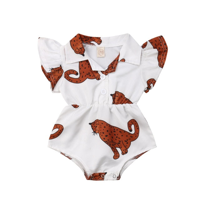Leopard Heart Ruffles Baby Girls Rompers - The Childrens Firm