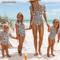 Mother And Daughter Ruffle Leopard Swimsuit - The Childrens Firm