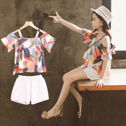 Feather Print Tops + Shorts Set - The Childrens Firm