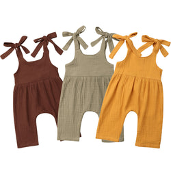 Vintage Baby Girl Bow Strapped Jumpsuit - The Childrens Firm