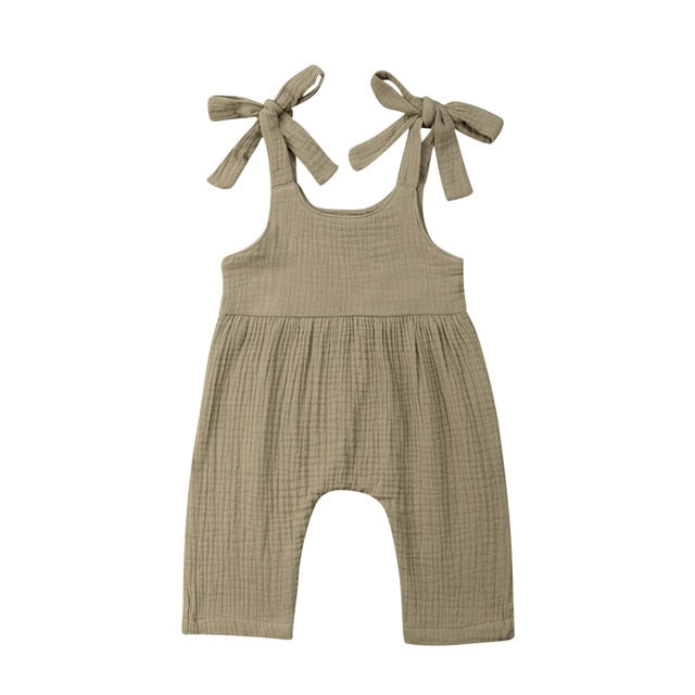 Vintage Baby Girl Bow Strapped Jumpsuit - The Childrens Firm