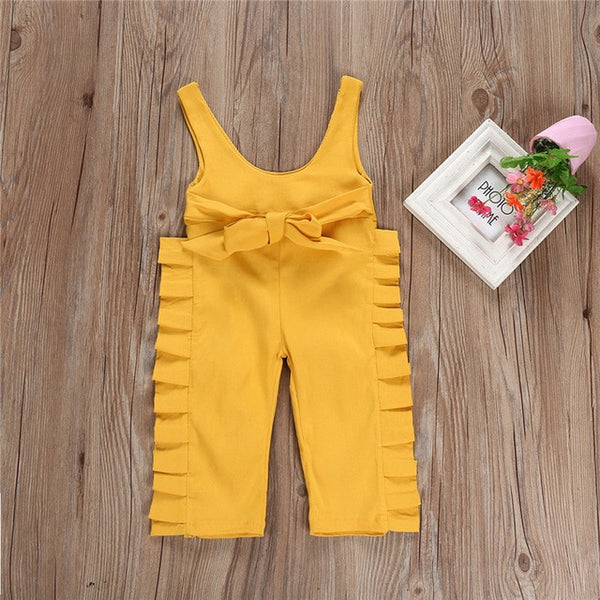 Yellow Ruffle Bow Jumpsuit - The Childrens Firm