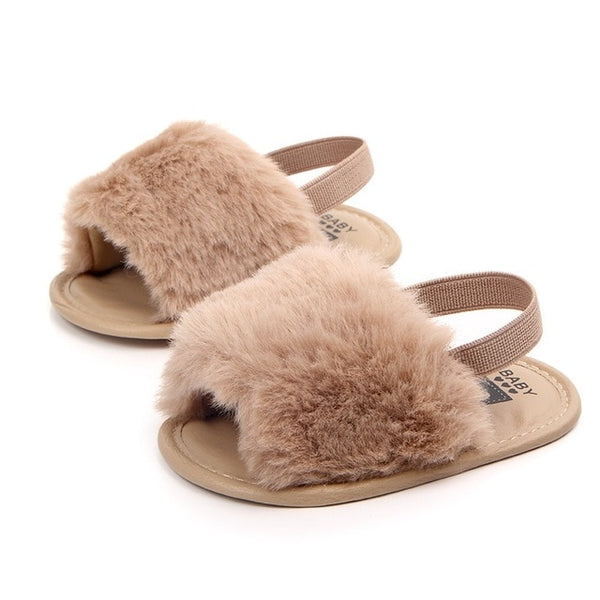 Babygirl Faux Fur Sandals - The Childrens Firm