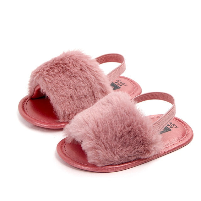 Babygirl Faux Fur Sandals - The Childrens Firm