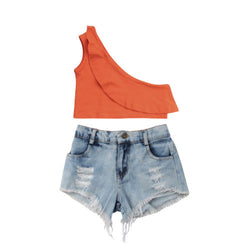 Summers Here Jean Shorts Set - The Childrens Firm