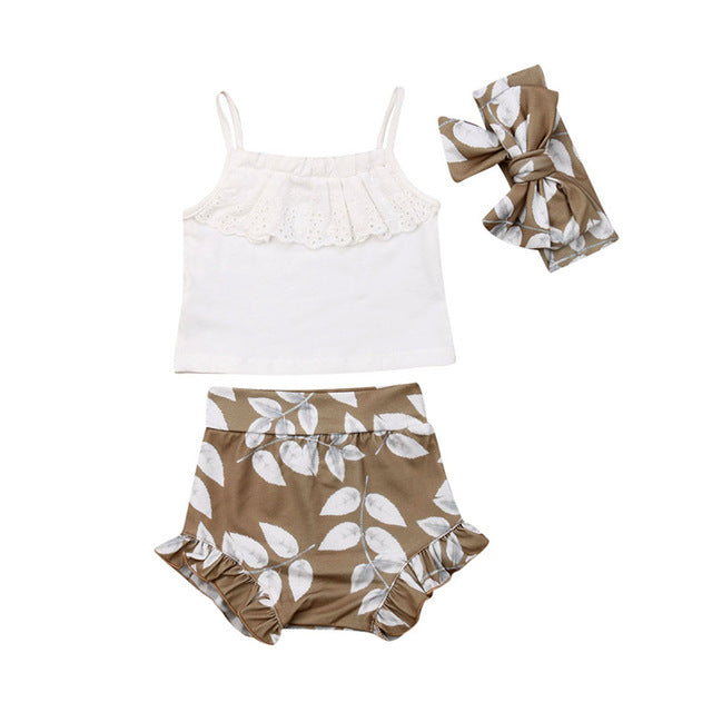 Ruffle Khaki Floral 2 pc Set - The Childrens Firm