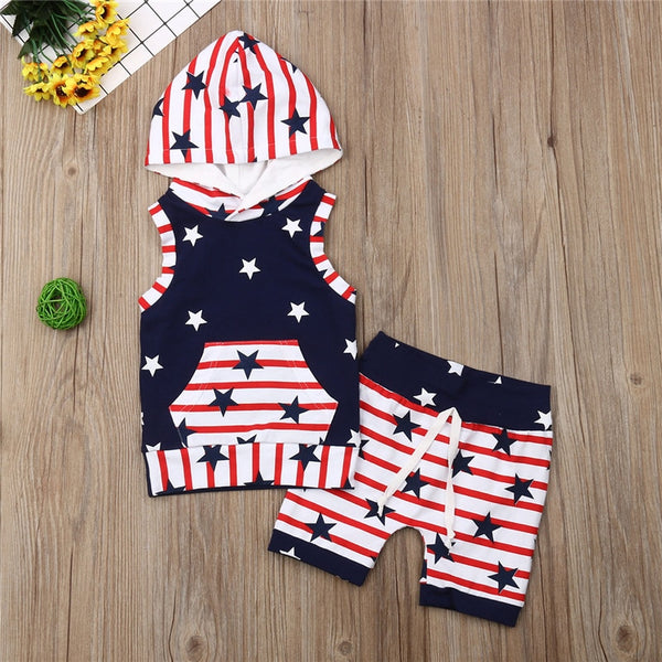 Fourth of July Hooded Vest Set - The Childrens Firm