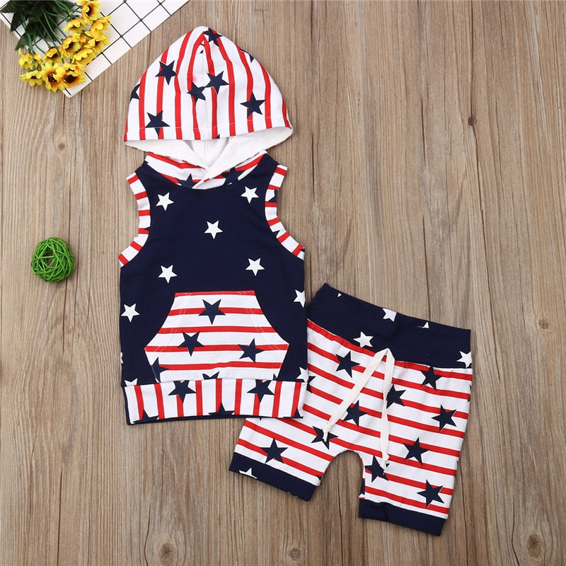 Fourth of July Hooded Vest Set - The Childrens Firm