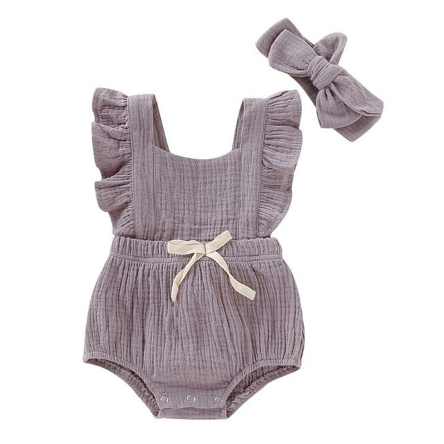 Ruffled Flare Sleeve Bowknot Romper - The Childrens Firm